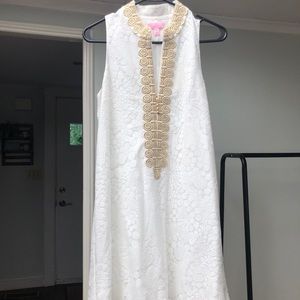 White and Gold Lilly Dress